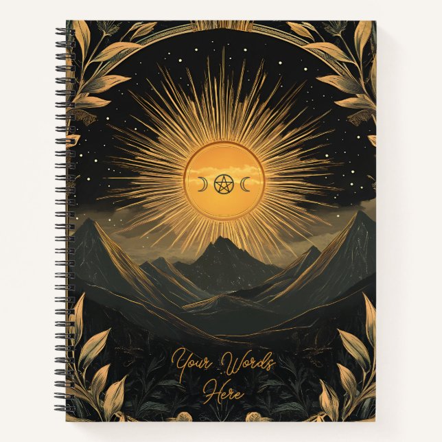Create Your Own Golden Sunrise Floral Landscape Notizbuch (Vorderseite)
