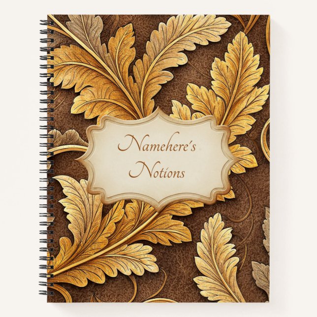 Create Your Own Golden Vintage Leaves Notizbuch (Vorderseite)
