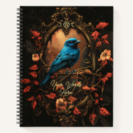 Create Your Own Gothic Blue Songbird in Autumn Notizbuch