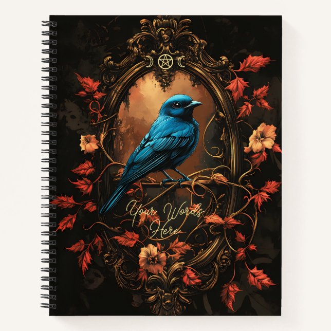 Create Your Own Gothic Blue Songbird in Autumn Notizbuch (Vorderseite)