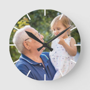 Create Your Own  Grandpa Grandchild One Photo Runde Wanduhr