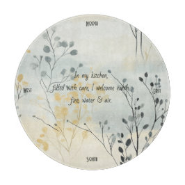 Create Your Own Gray Blue Yellow Floral Minimalist Schneidebrett