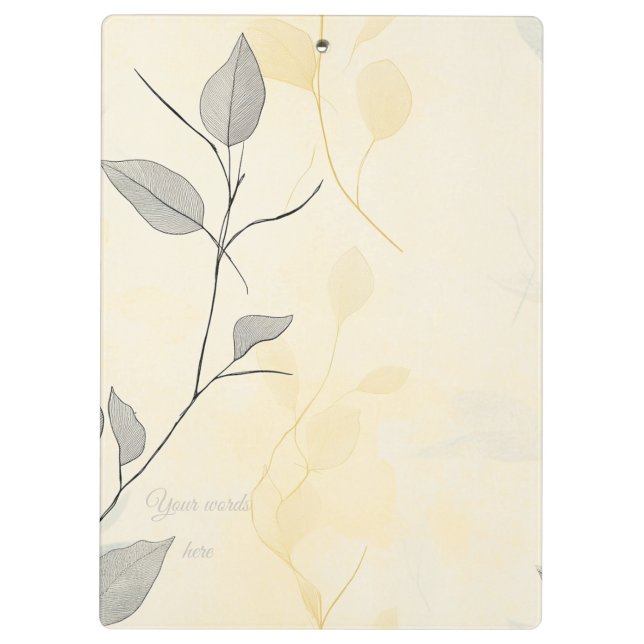 Create Your Own Gray Yellow Floral Minimalist Klemmbrett (Rückseite)