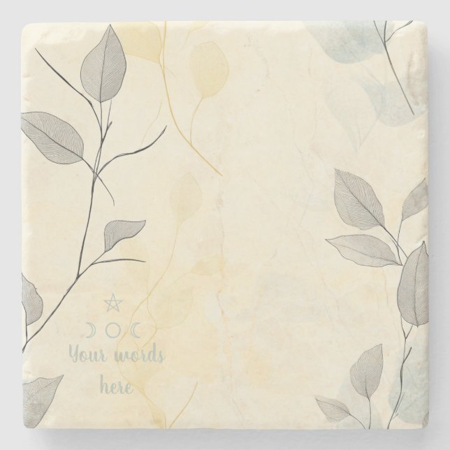 Create Your Own Gray Yellow Floral Minimilist Steinuntersetzer (Vorderseite)