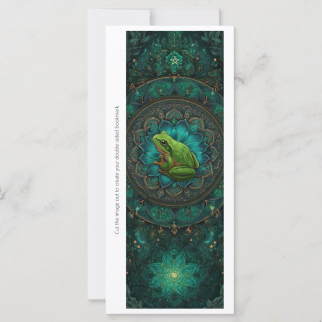 Create Your Own Green Frog Mandala Bookmark Card (Vorderseite)