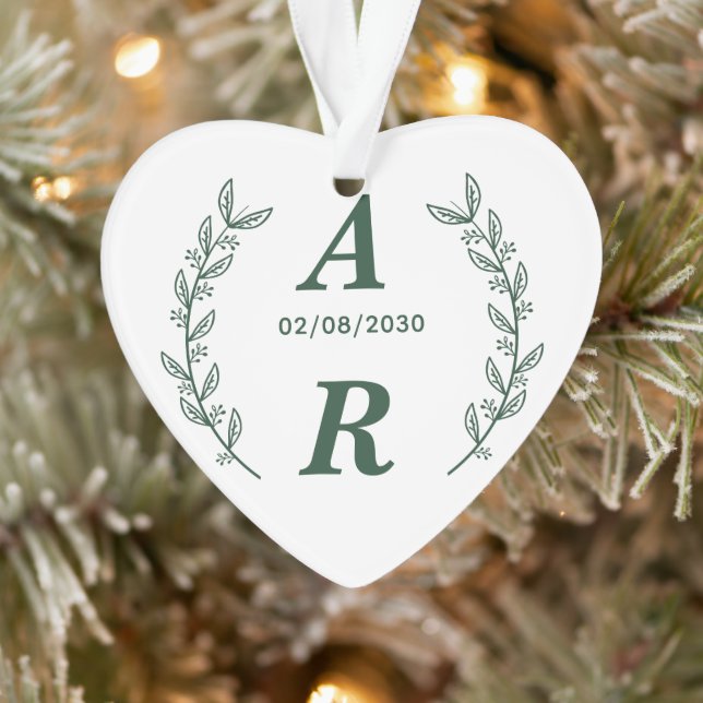 Create Your Own Green Monogram Wedding Favor Ornament (Baum)