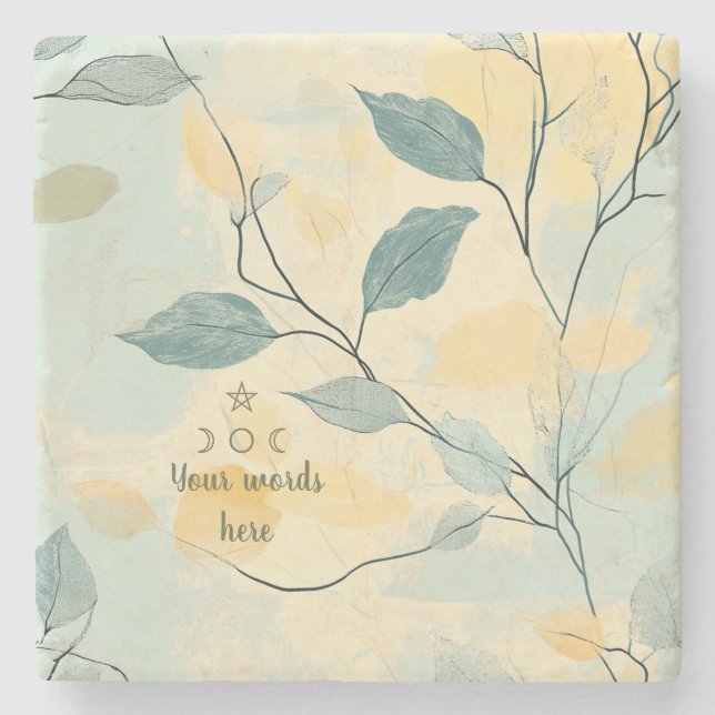 Create Your Own Green & Yellow Floral Minimilist Steinuntersetzer (Vorderseite)