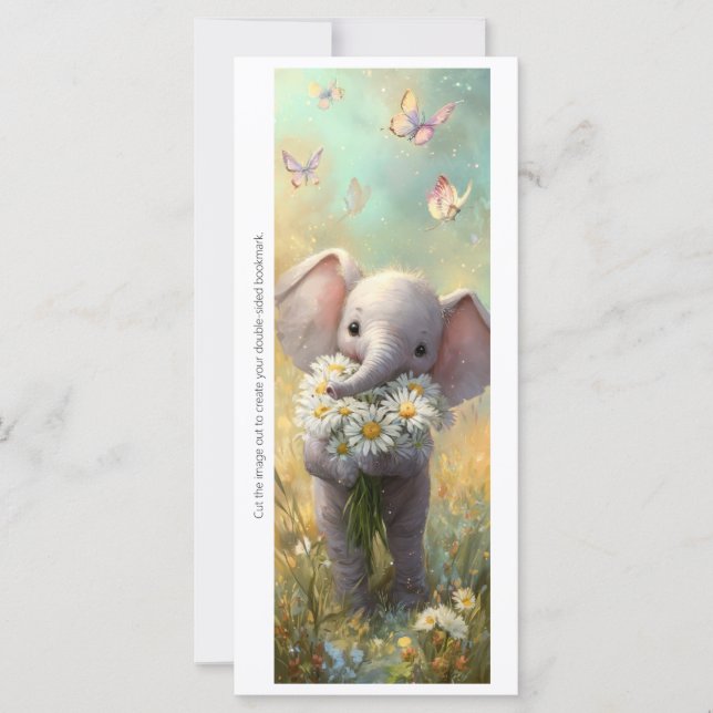 Create Your Own Happy Daisy Elephant Bookmark Card (Vorderseite)