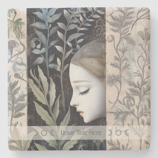 Create Your Own Hedge Witch Floral Botanical Steinuntersetzer (Vorderseite)