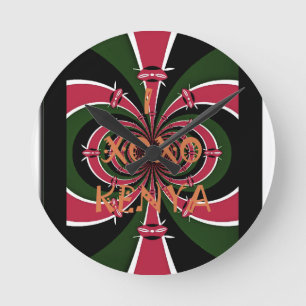 Create Your Own I Love Kenya XOXO Flag Art Runde Wanduhr