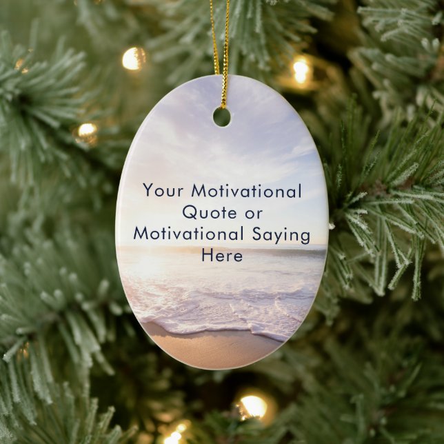 Create Your Own Inspirational Quote Beach Photo Keramik Ornament (Baum)