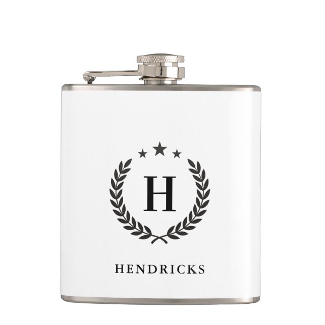 Create Your Own Intel Monogram With Laurel wreaths Flachmann (Vorderseite)