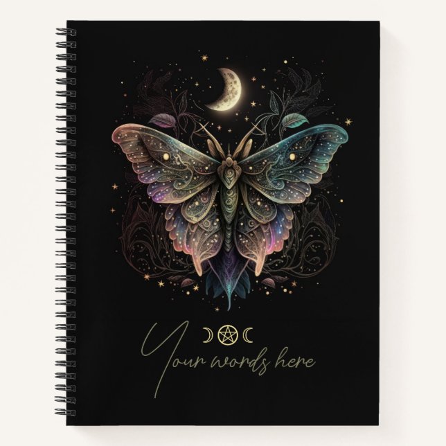 Create Your Own Iridescent Celestial Lunar Moth Notizbuch (Vorderseite)