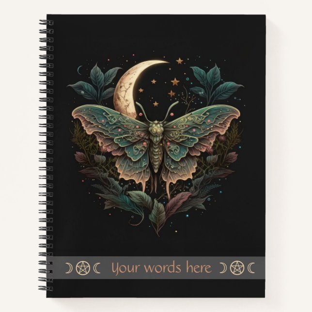 Create Your Own Iridescent Celestial Moth Floral Notizbuch (Vorderseite)