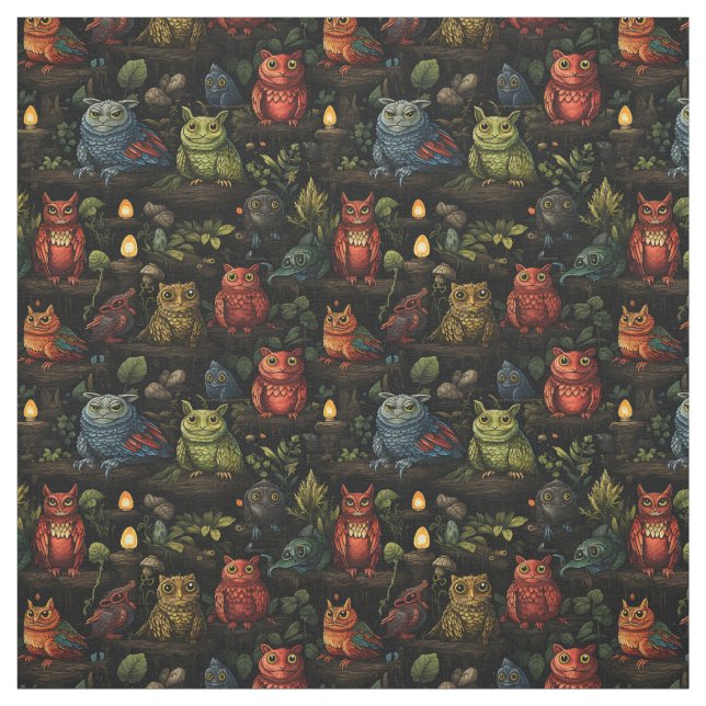 Create Your Own Kooky Wild Goblins Owls Black Stoff (Muster)