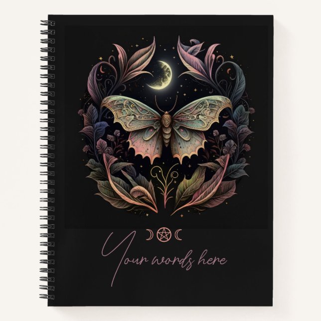 Create Your Own Leafy Celestial Lunar Moth Notizbuch (Vorderseite)