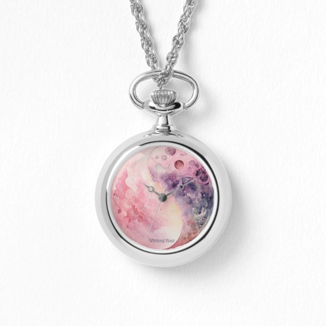 Create Your Own Lunar Love Magic Pink Moon Armbanduhr (Vorderseite)