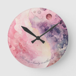 Create Your Own Lunar Love Magic Pink Moon Runde Wanduhr