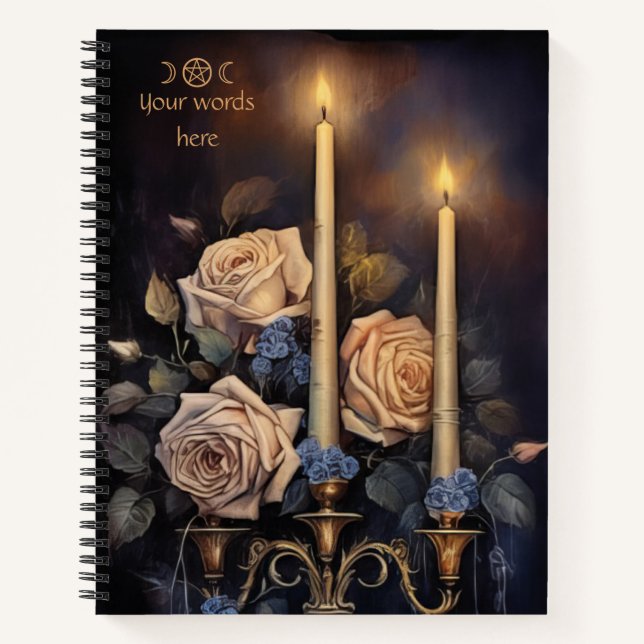 Create Your Own Magical Candles Roses Floral Notizbuch (Vorderseite)