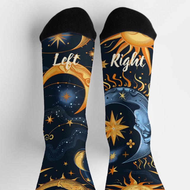 Create Your Own Midnight Blue & Gold Celestial Socken (Oben)