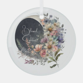 Create Your Own Midnight Floral Crescent Moon Ornament Aus Glas