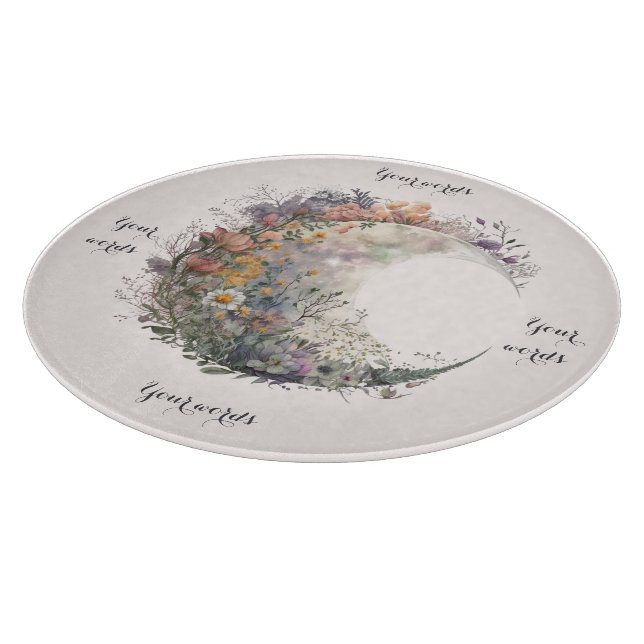 Create Your Own Misty Spring Floral Crescent Moon Schneidebrett (Ecke)