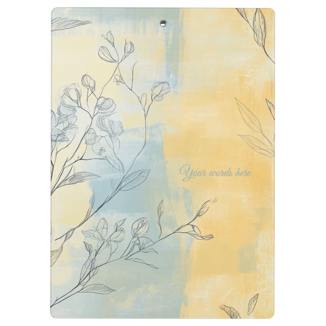 Create Your Own Misty Sunshine Floral Minimalist Klemmbrett (Rückseite)