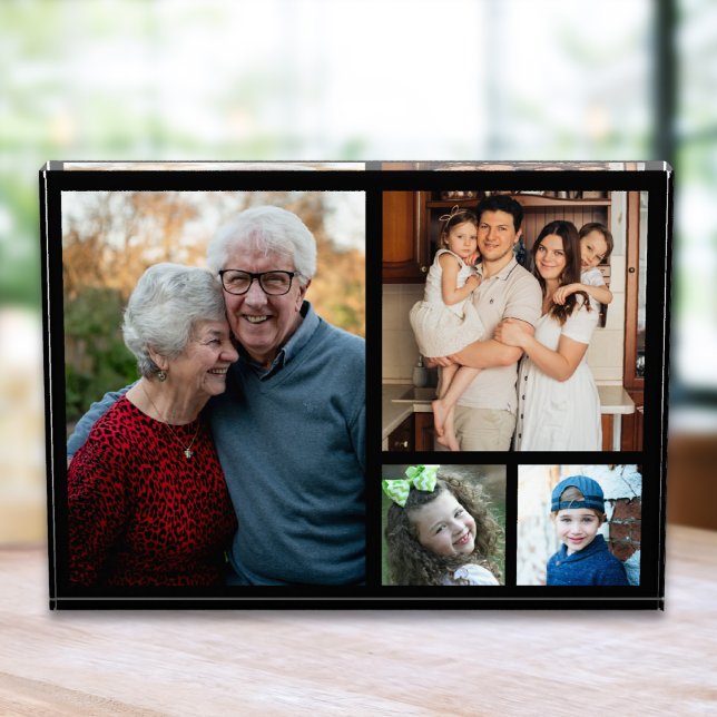 Create Your Own Modern 4 Family Collage Black Fotoblock (Von Creator hochgeladen)
