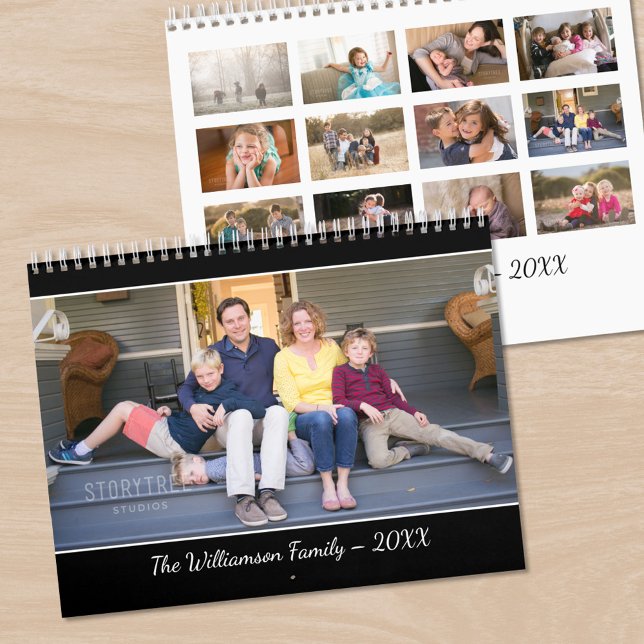 Create Your Own Modern Black Cover Photo Kalender (Create Your Own Modern Black Cover Photo Calendar, front/back)