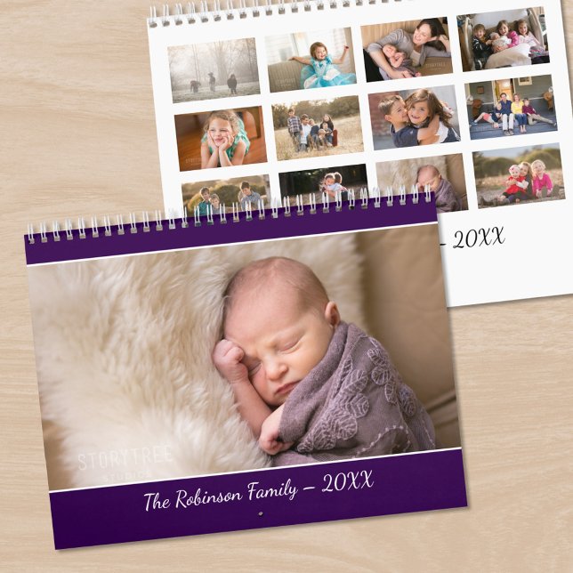 Create Your Own Modern Purple Cover Photo Kalender (Create Your Own Modern Purple Cover Photo Calendar, front/back)