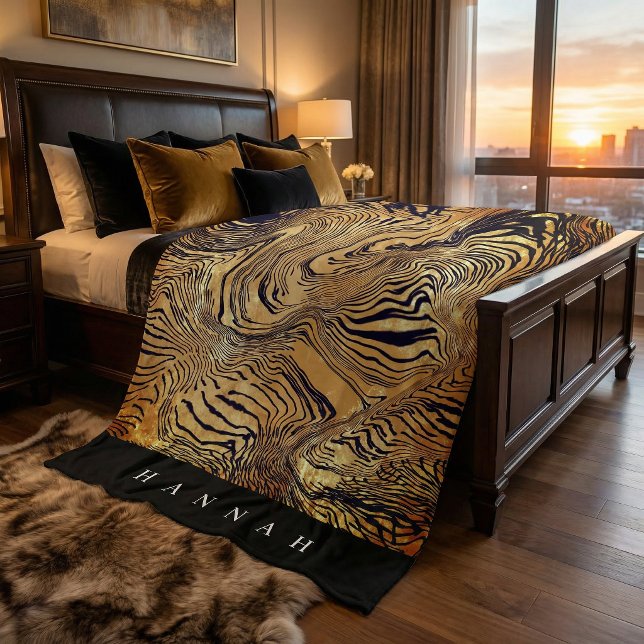 Create your own monogrammed text leopard print  fleecedecke (Von Creator hochgeladen)