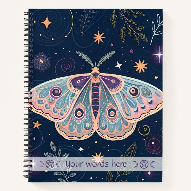 Create Your Own Mystical Celestial Meadow Moth Notizbuch (Vorderseite)