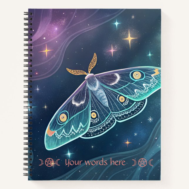 Create Your Own Mystical Celestial Moth Notizbuch (Vorderseite)