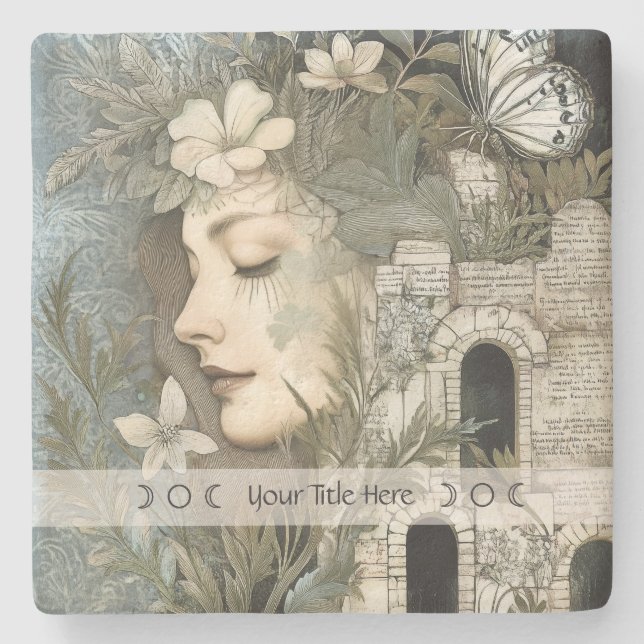 Create Your Own Mystical Hedge Witch Botanical Steinuntersetzer (Vorderseite)