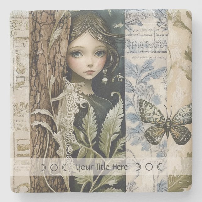 Create Your Own Mystical Maiden Botanical Steinuntersetzer (Vorderseite)