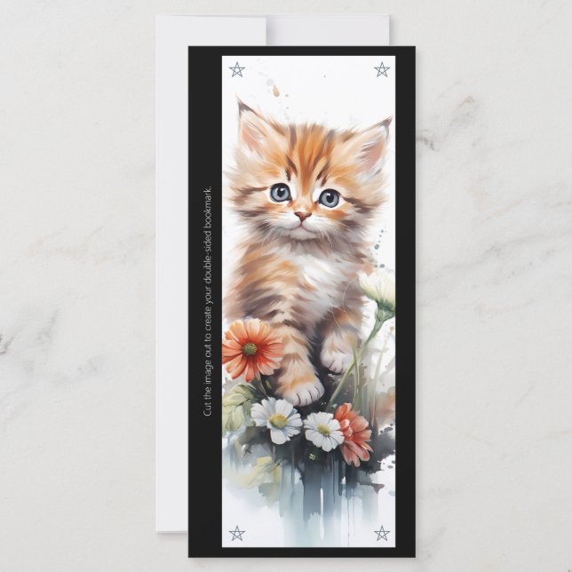 Create Your Own Orange Kitten Daisy Bookmark Card (Vorderseite)
