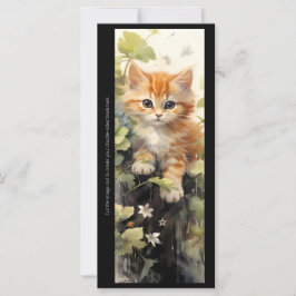 Create Your Own Orange Kitten Floral Bookmark Card