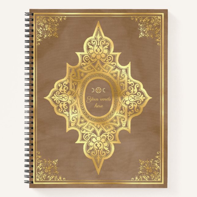 Create Your Own Ornate Gilded Beige Brown Notizbuch (Vorderseite)