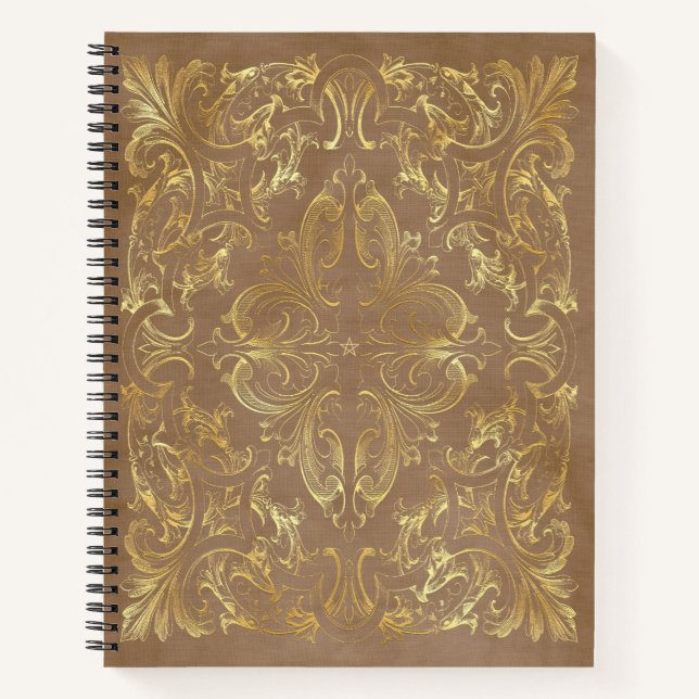 Create Your Own Ornate Gilded Nut Brown Notizbuch (Vorderseite)