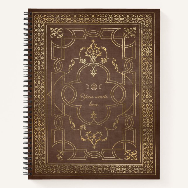 Create Your Own Ornate Gilded Umber Brown Notizbuch (Vorderseite)