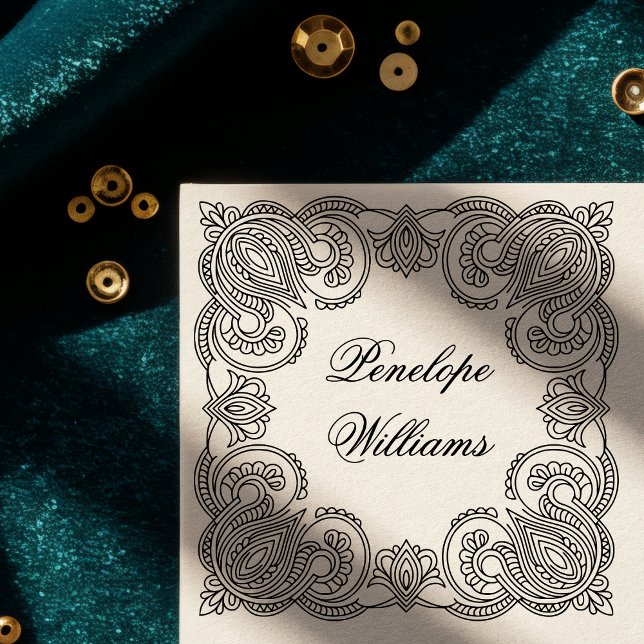 Create Your Own Ornate Paisley Personalized Name Permastempel (Von Creator hochgeladen)