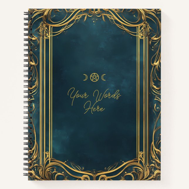 Create Your Own Ornate Teal & Gold Notizbuch (Vorderseite)
