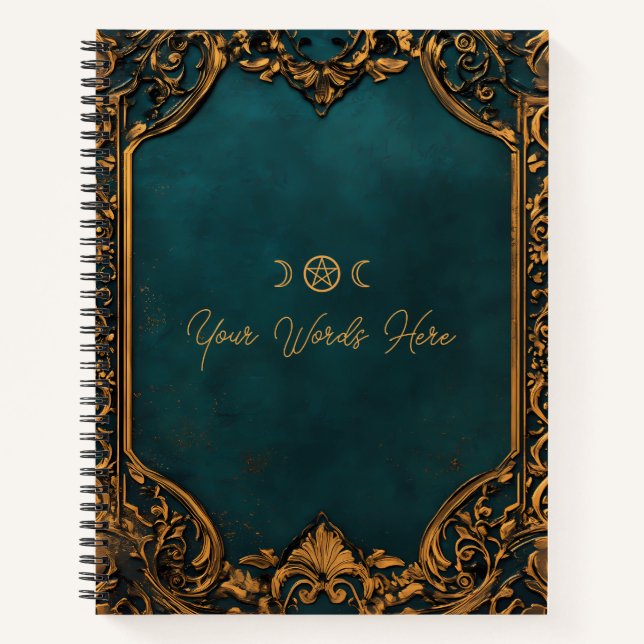 Create Your Own Ornate Teal & Tarnished Gold Notizbuch (Vorderseite)
