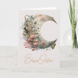 Create Your Own Peach Roses Floral Crescent Moon Feiertagskarte