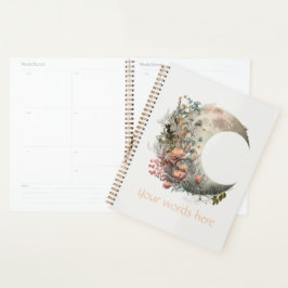 Create Your Own Peach Roses Floral Crescent Moon Planer