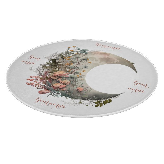 Create Your Own Peach Roses Floral Crescent Moon Schneidebrett (Ecke)