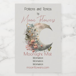 Create Your Own Peach Roses Floral Crescent Moon Weinetikett