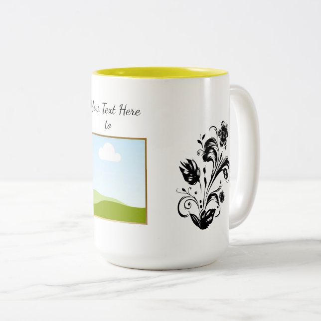 Create Your Own personalized Template Text  Zweifarbige Tasse (VorderseiteRechts)