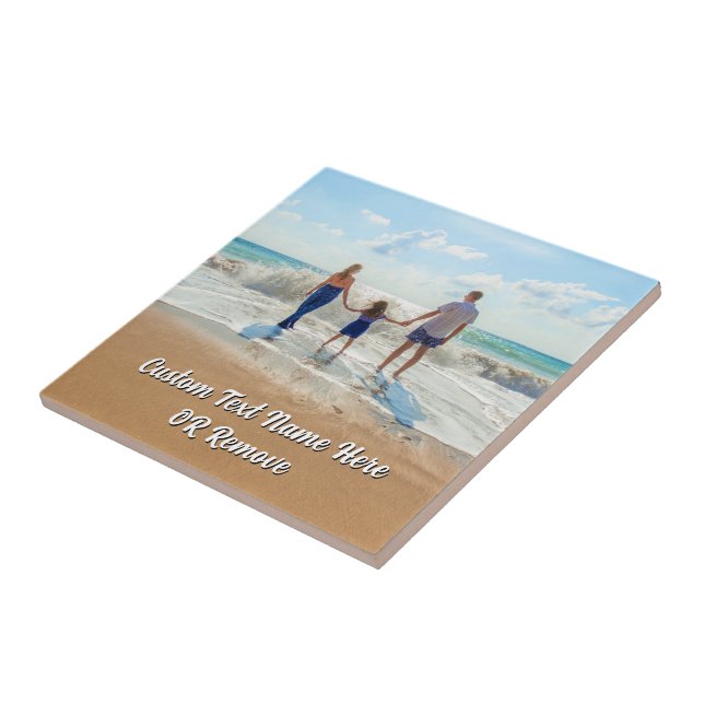 Create Your Own Photo Ceramic Tile Gift with Text Fliese (Seite)
