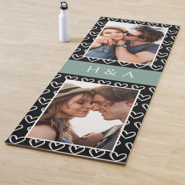 Create Your Own Photo Collage Sage Green Monogram  Yogamatte (Beispiel)